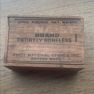 Vintage Wooden Crate Box - 'Entirely Boneless' Print - Brown